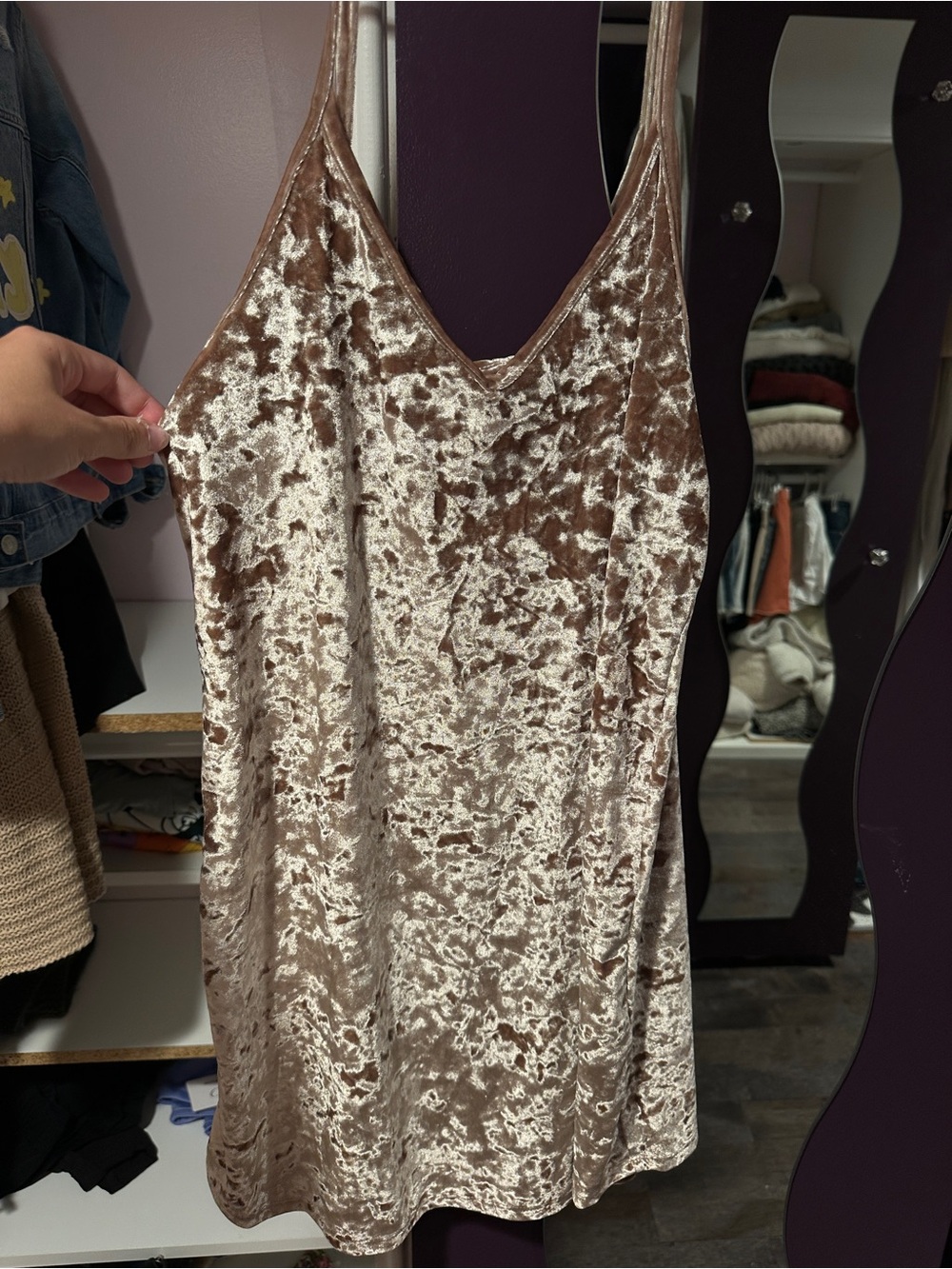 Forever 21 Crushed Velvet Slip Dress - Taupe